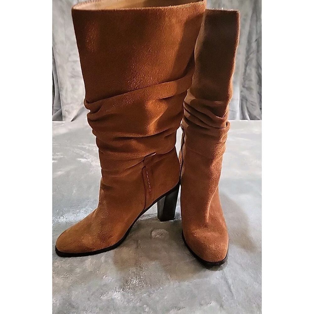 Frye Boots Women's Size 7 Congac Suede Heeled Scrunchl’ - Picture 3 of 6